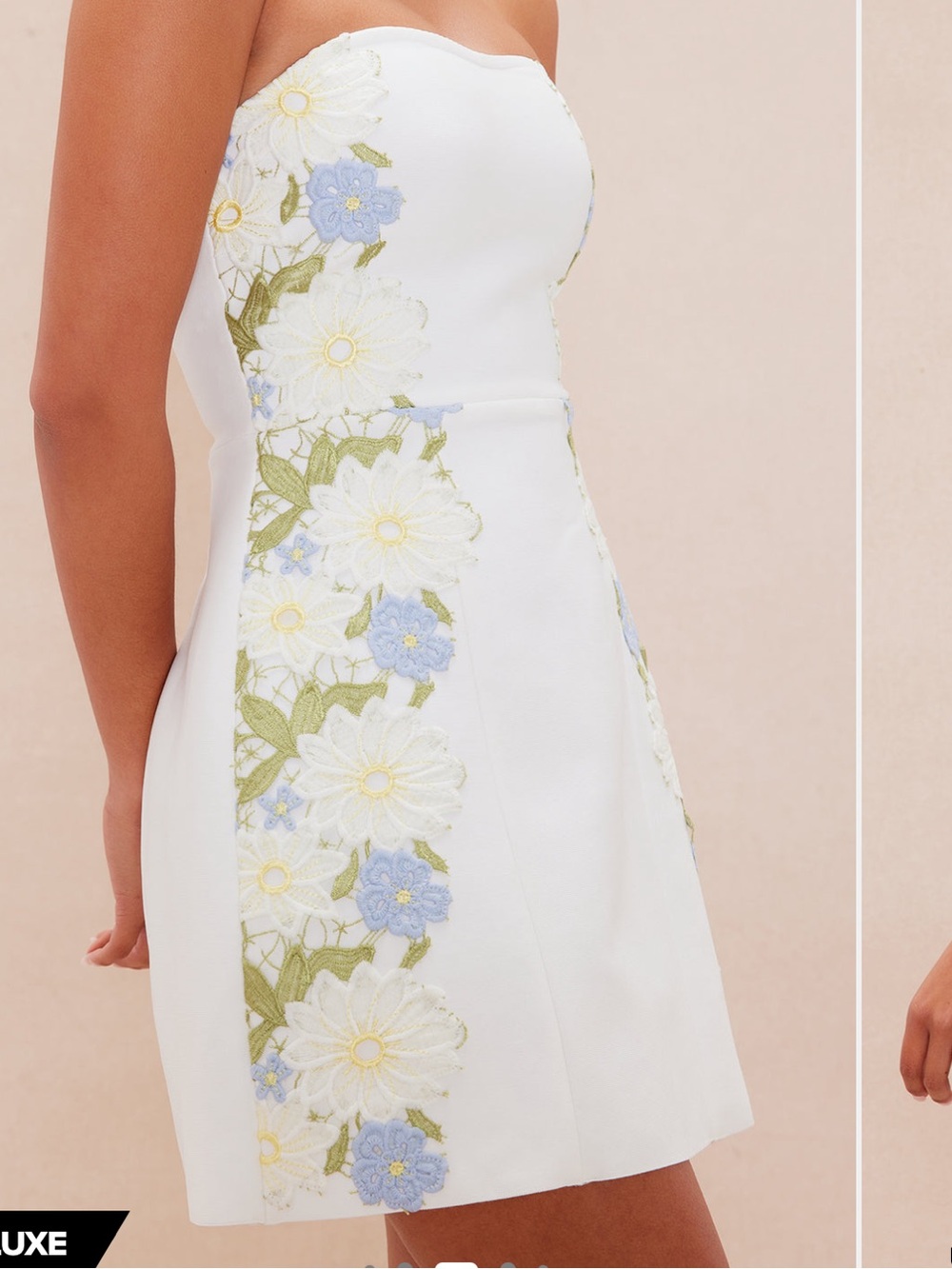 Bandage Mini Dress - White with Floral Combo